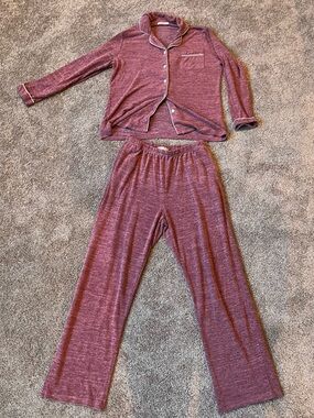 Ekouaer Luxury Maroon Cozy Pajama Set, Small